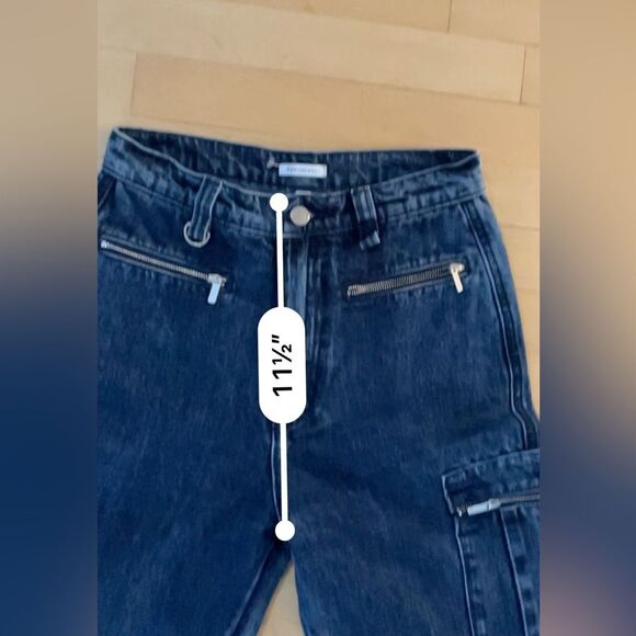 WeWoreWhat Cargo Style Utility Dark Blue Wash Baggy Straight Leg Jeans 25 - Picture 4 of 13